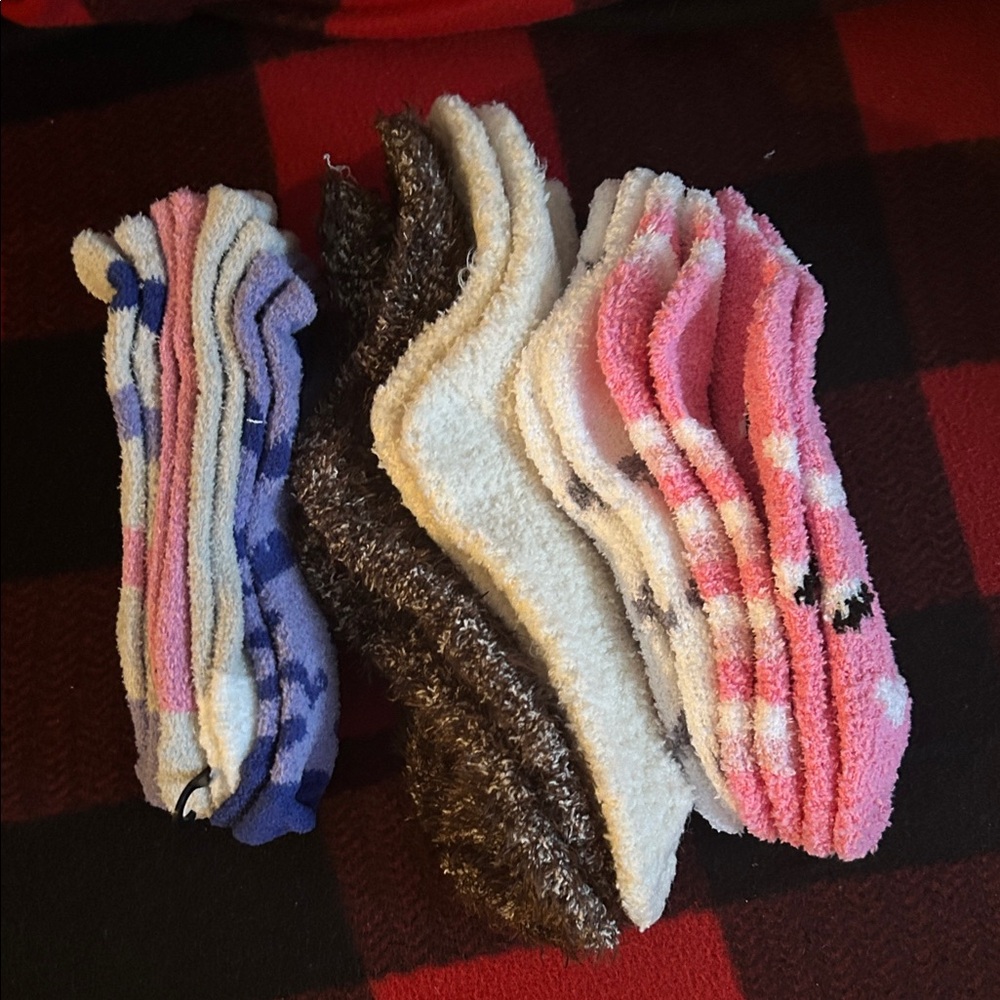 9 pairs Colorful Fuzzy Socks Set